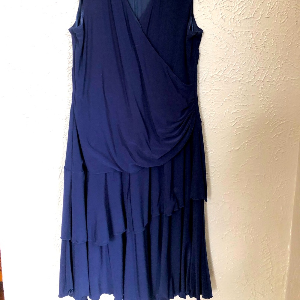 Navy blue formal dress.